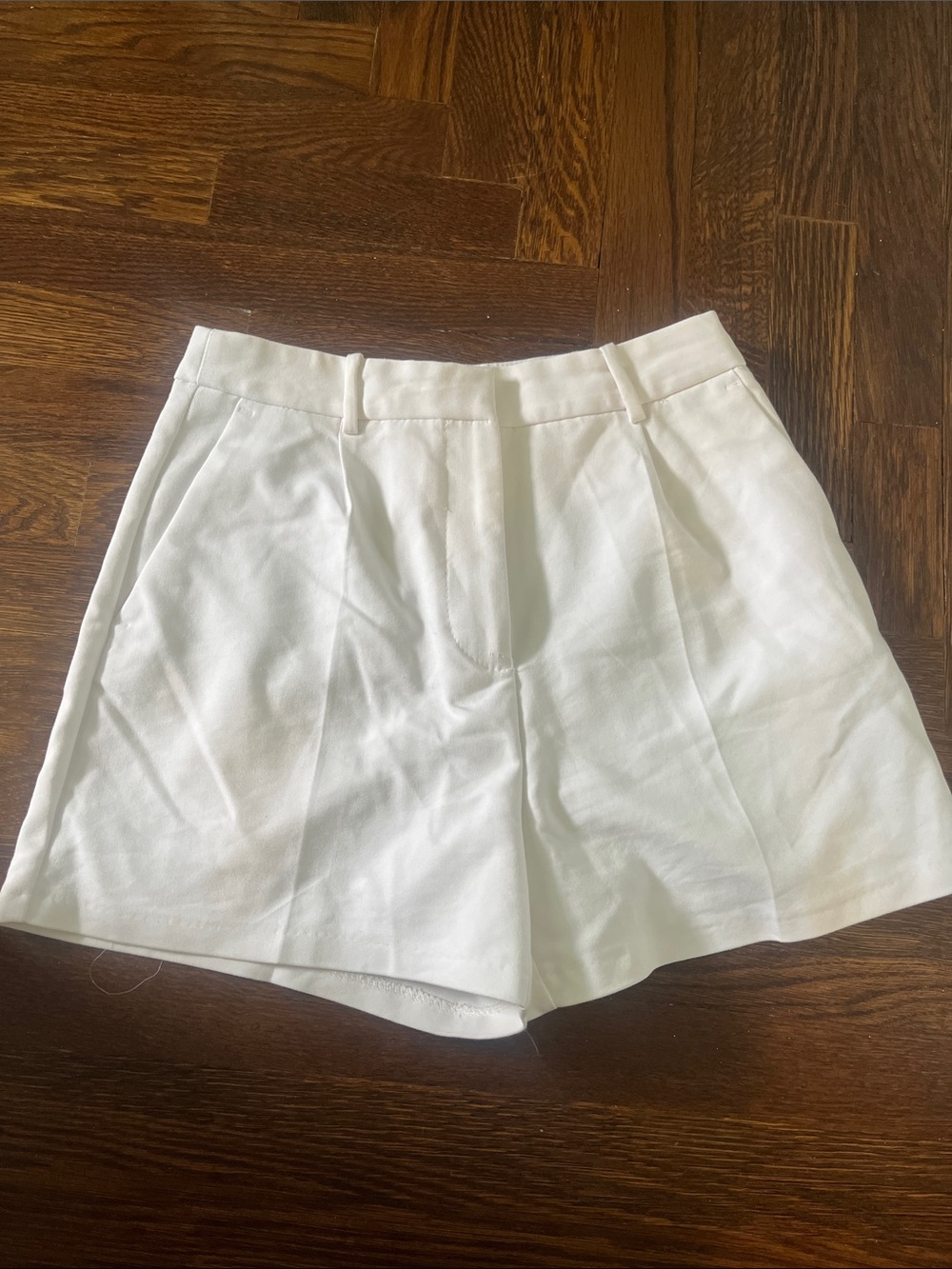 Zara White High-Waist Tailored Shorts